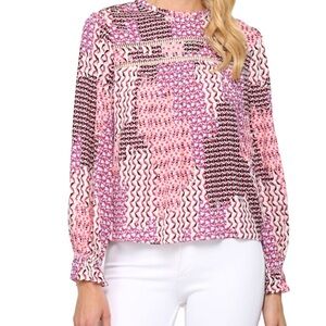 Fate Pink and Black Patterned Women's Blouse